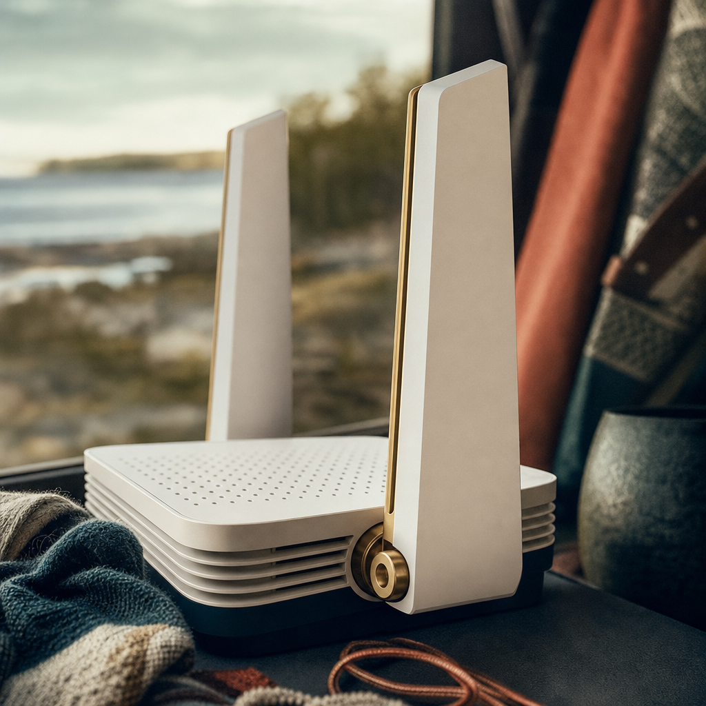 Detalj av modern bärbar router-design
