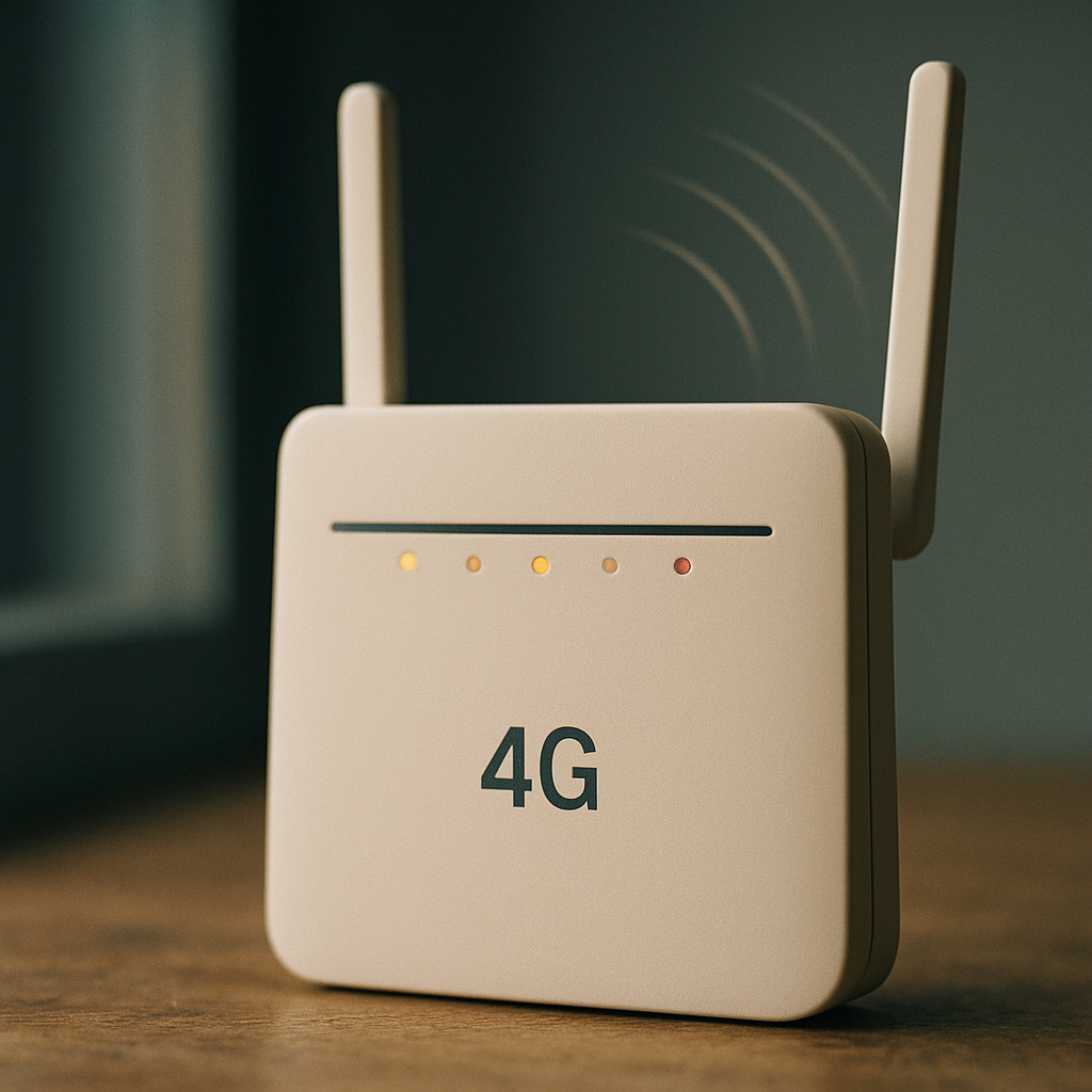Modern 4G-router i editorial-stil